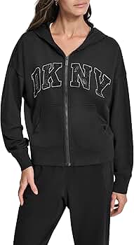 ジャケット・アウター 00s DKNY full face zipup down hoodie y2k Amazon.com: DKNY Women's Exploded Rhinestone Varsity Logo Full Zip