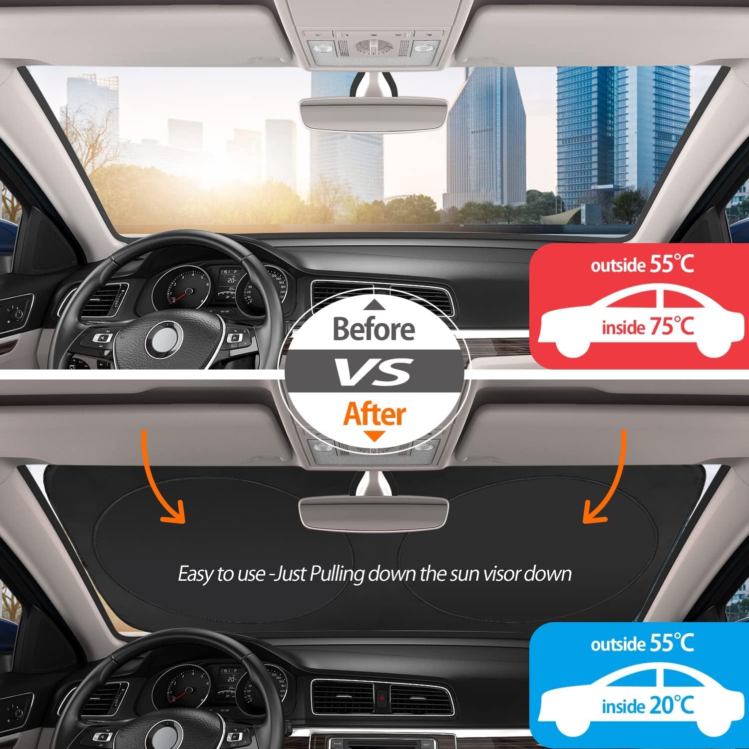 LDJSNC Parasole Auto Parabrezza per Opel Mokka B Mokka-e 2021-2024 2025, Pieghevole Ombrello Parasole Auto Protezione UV Parabrezza Calore Antipolvere, Auto Interni Accessori,Normal Size