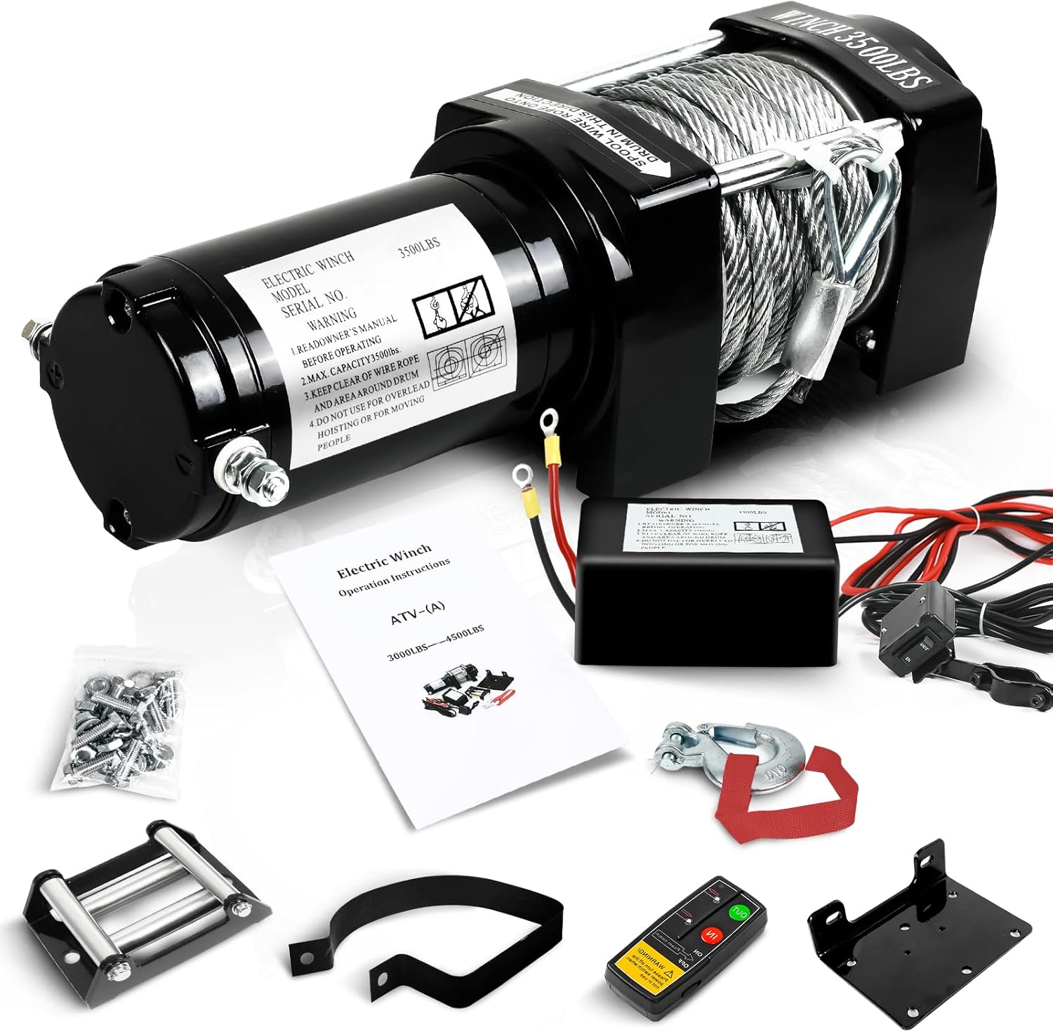 Electric Winch3500lb 12V ATV/UTV Winch, with Steel Cable