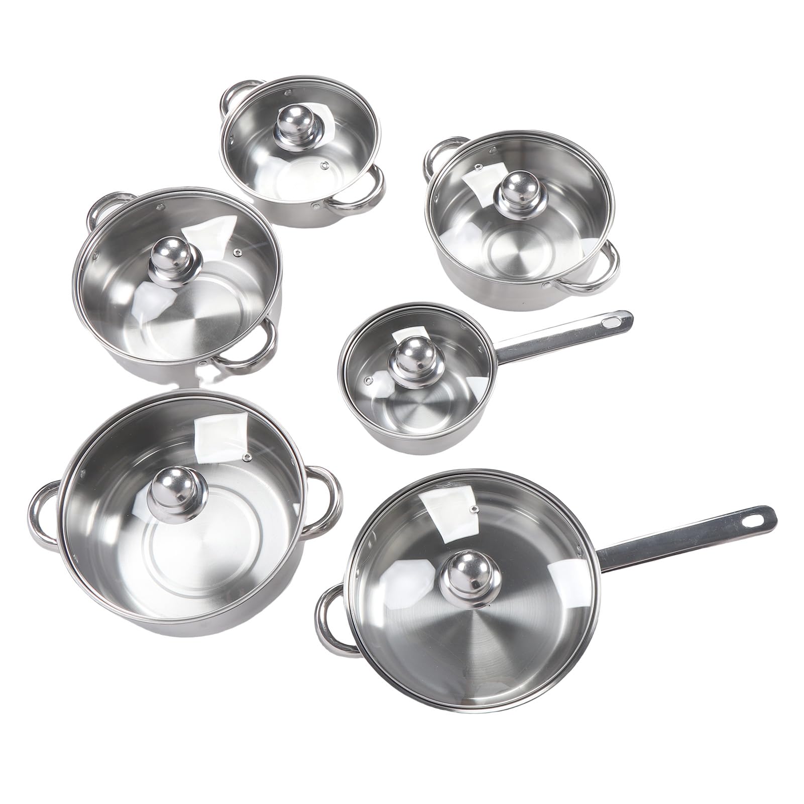 Set di pentole in acciaio inossidabile da 6 pezzi con coperchi anche per riscaldare pentole e padelle ispessite per la
