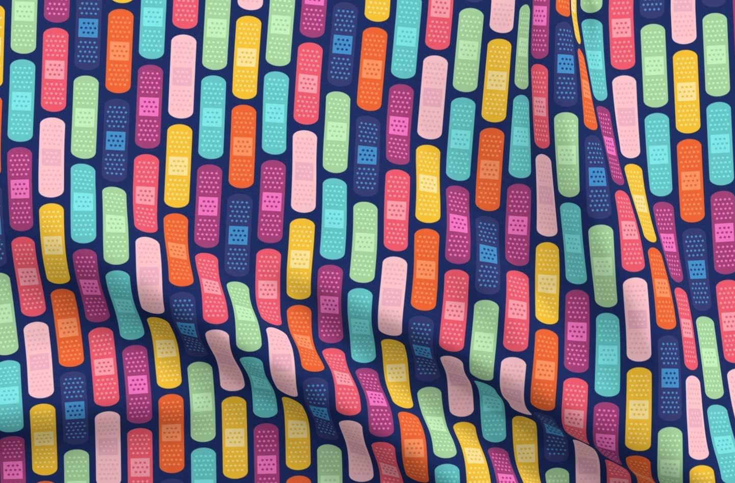 Spoonflower Fabric - Stripe Blue Medical Nurse Hospital Doctor Bright Geometric Fun Printed on Organic Cotton Sateen Fabric by The Yard - Sewing Quilting Apparel Home Decor