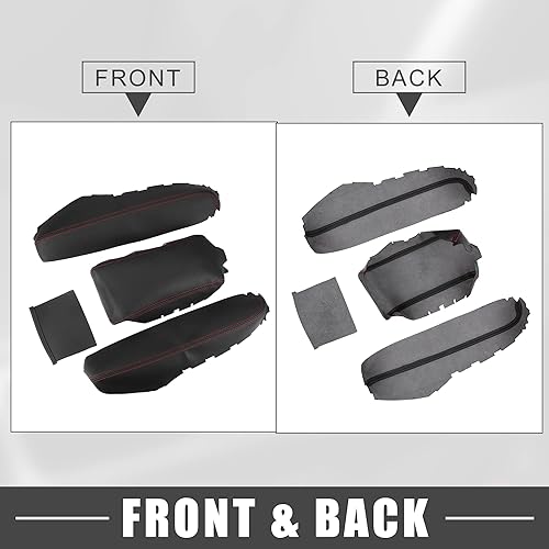 Miniatura 6 de Protector de reposabrazos de piel sintética negra con costuras rojas para Honda Civic 2016-2021 (juego de 1)