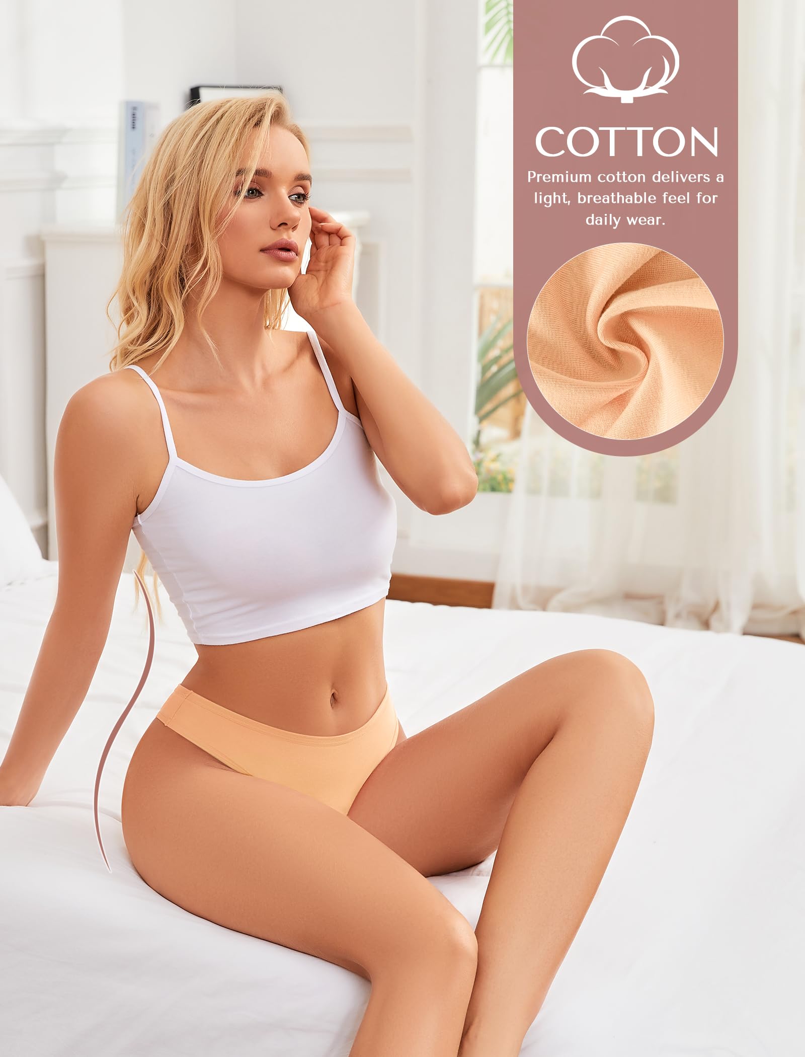 Ansukoo Stringi Damskie,Majtki BawełNiane Damska,Niski Stan Bielizna | Women Bawelniane Underwear,Sportowe Kobiet MięKka Panties,Wielopak 6 Sztuk