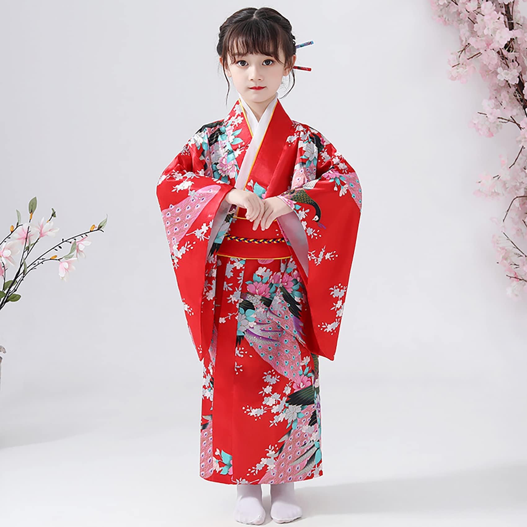 Yukata dziecięca japońska kimono tradycyjna sukienka jedwabna ślubna