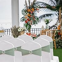 Vista 6 de Paquete de 100 bandas para sillas de elastano con hebillas para bodas, fiestas, cumpleaños, despedidas de soltera, compromiso, aniversario