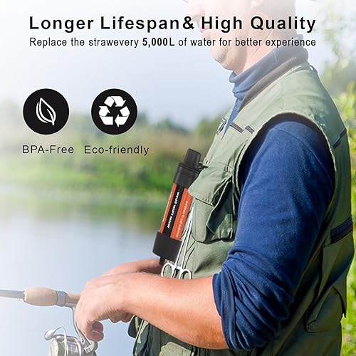 Miniatura 7 de Paquete de 2 popotes de filtro de agua, portátil, compacto, multiusos, dispositivo de purificación de agua para kits de emergencia, actividades al