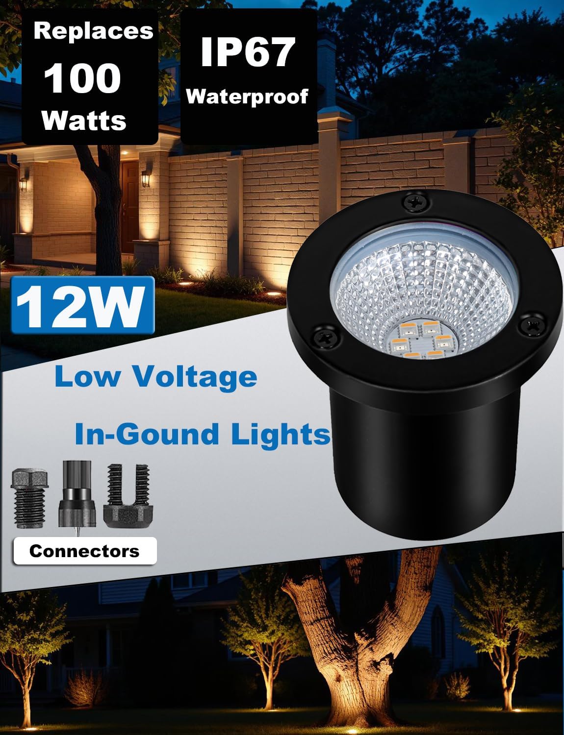 2700K-6500K Dimmable Landscape Well Lights, Low Voltage Outdoor In-Ground Lighting IP67 Waterproof with Memory Function, 12-24V Landscape Lighting for Garden Pathway Yard (20 Pack)