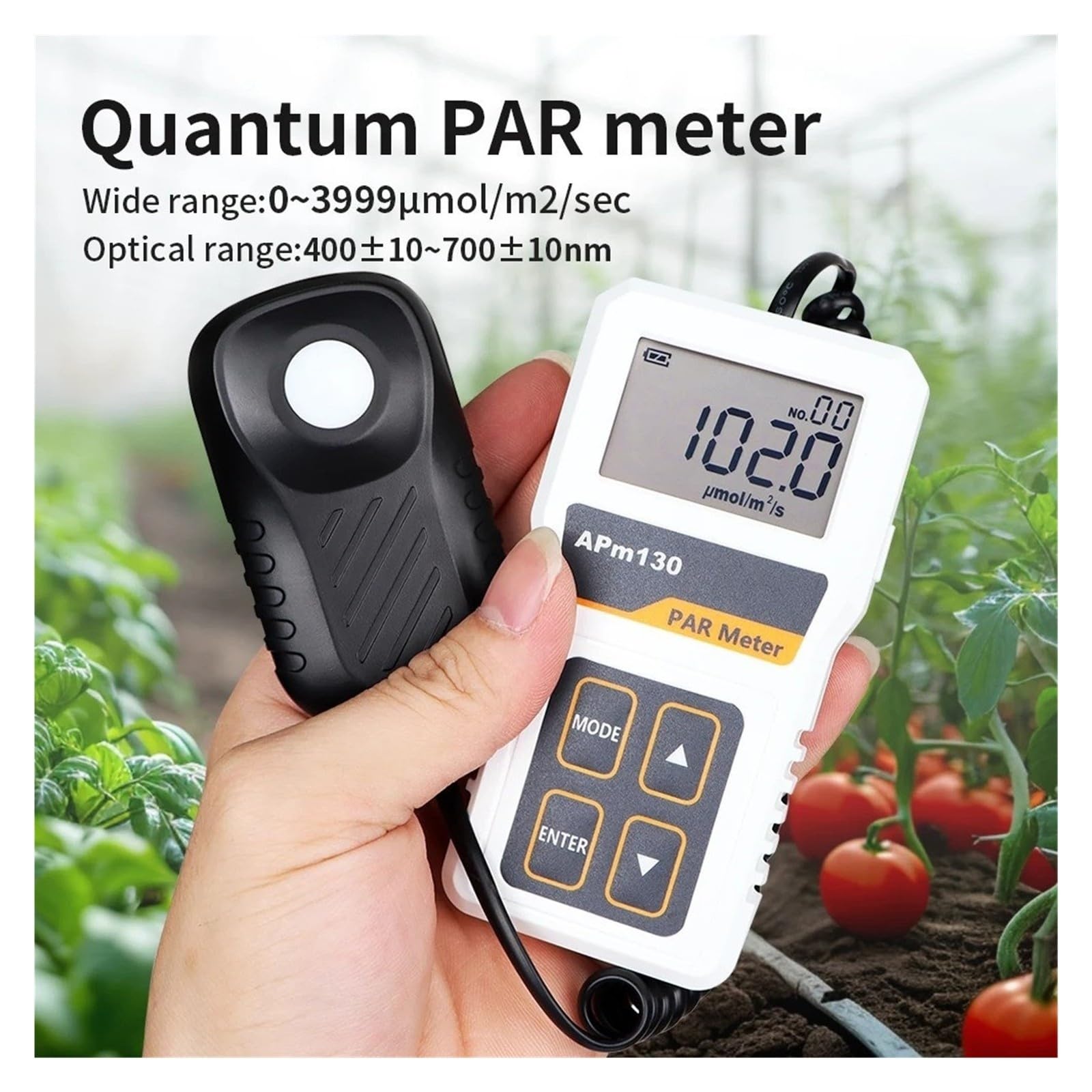 Misuratore PAR Digitale Con Sensore Impermeabile 400-700 Nm