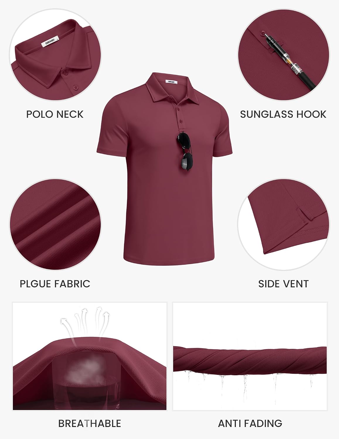COOFANDY Men's Polo Shirts Short Sleeve Pique Jersey Golf Shirt Casual Summer Collared T-Shirts