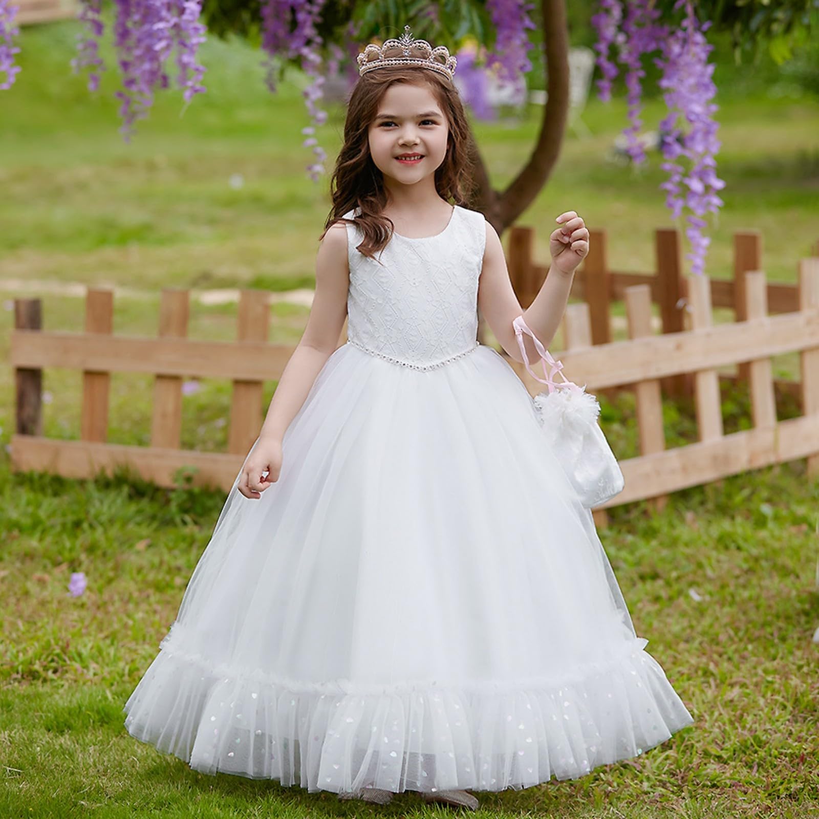 Vestido de princesa para niñas, fiesta de cumpleaños, boda, vestido largo de tul, vestido formal de noche, dama de honor, concurso, vestido de vacaciones para niña