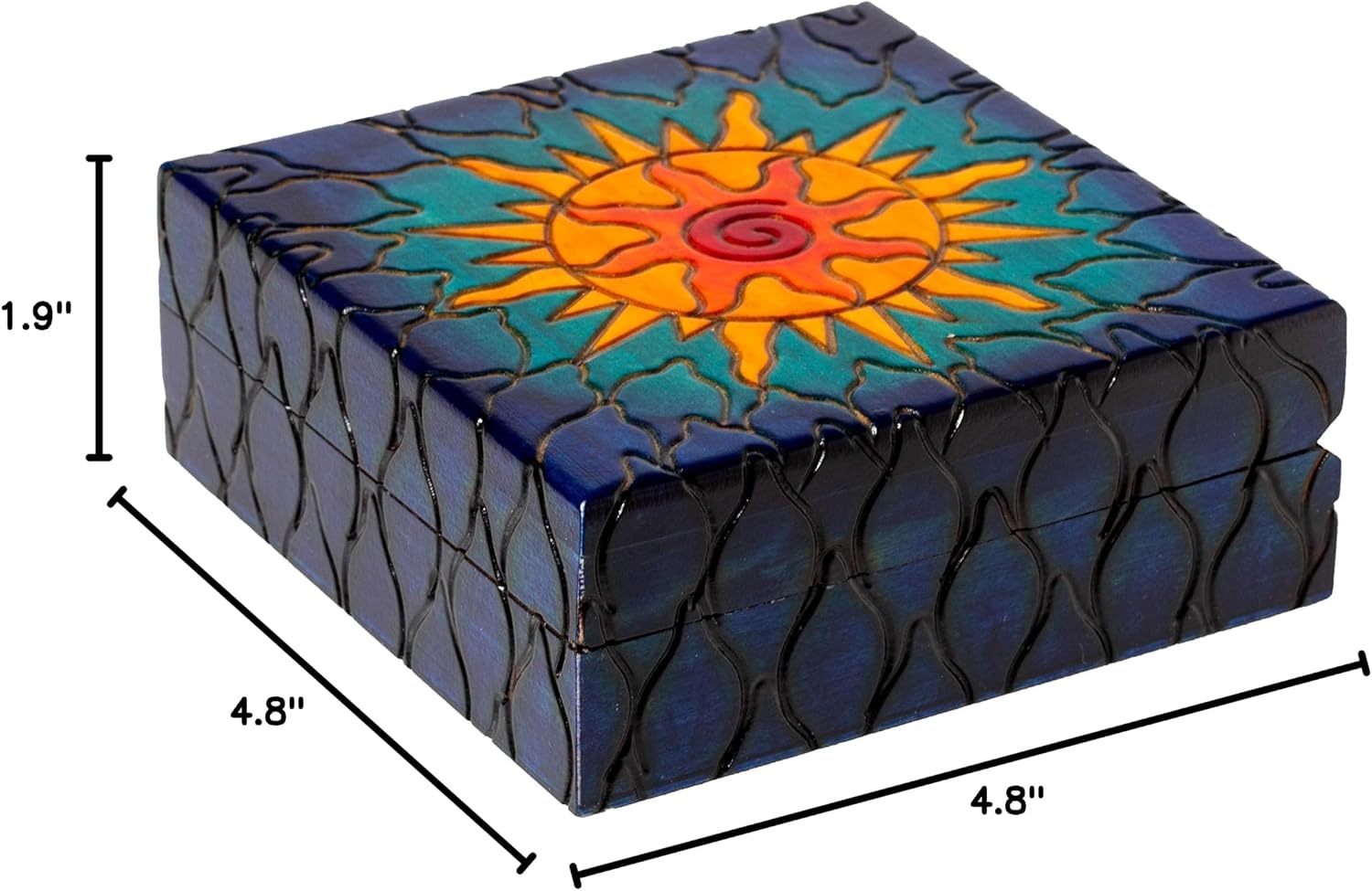 Artisan Owl Polish Handmade Solar Wind Wooden Box with Vivid Colors