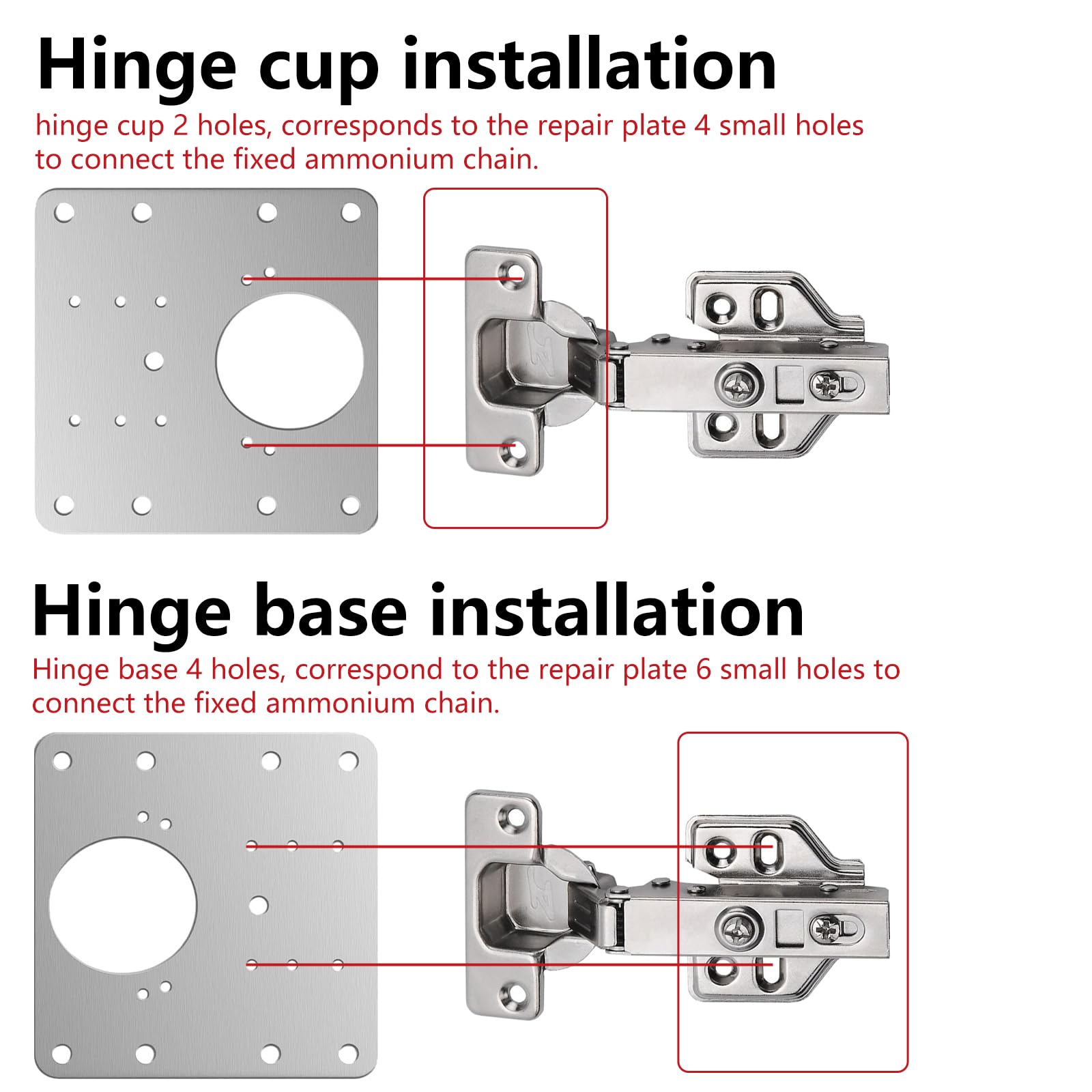 Kit Riparazione Cerniere Mobili - 10 Piastre Con 60 Viti, Per Ante Danneggiate - Foto 4