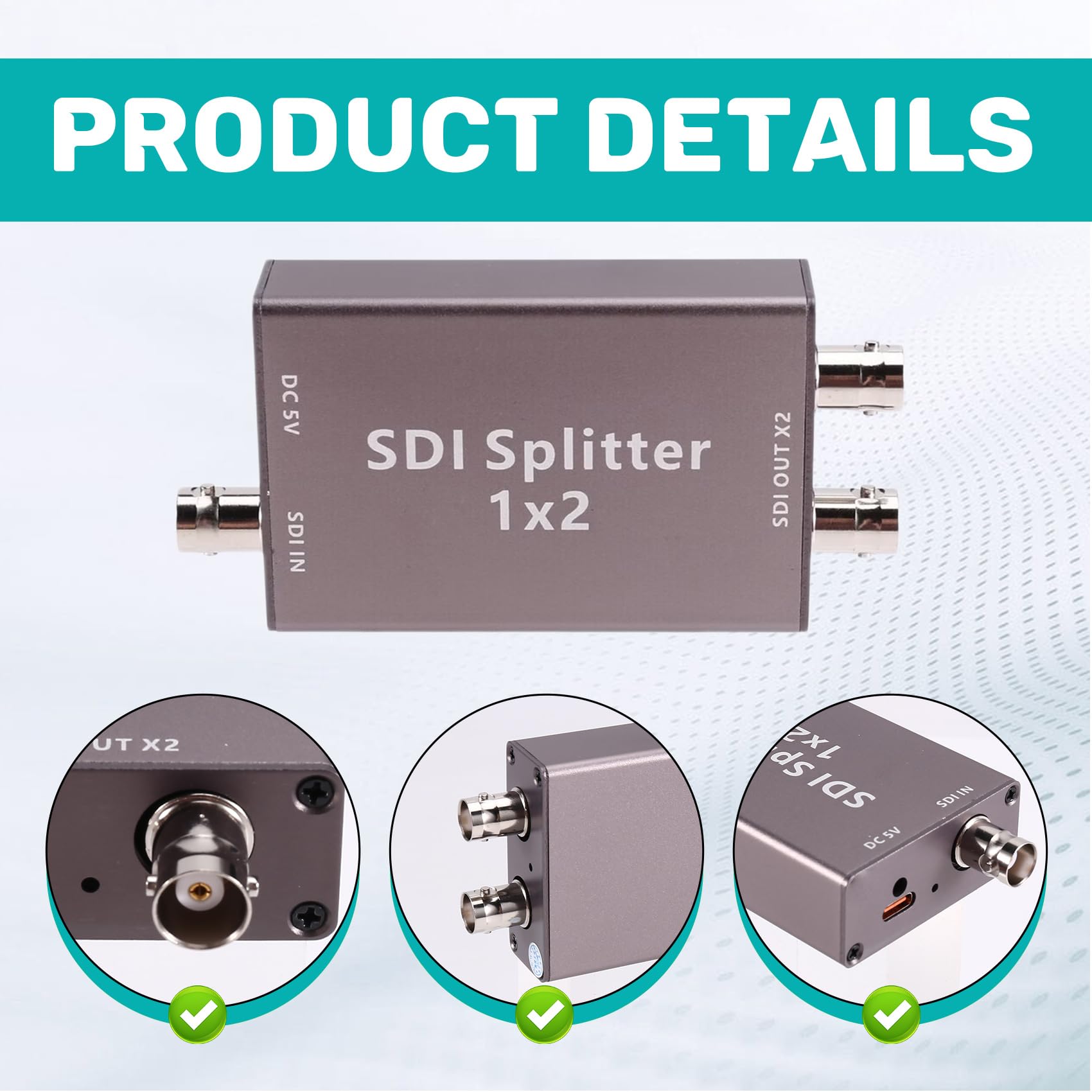 Divisor SDI 3G-SDI/HD-SDI 1x2 Salida SDI Full HD 1080P con Bucle