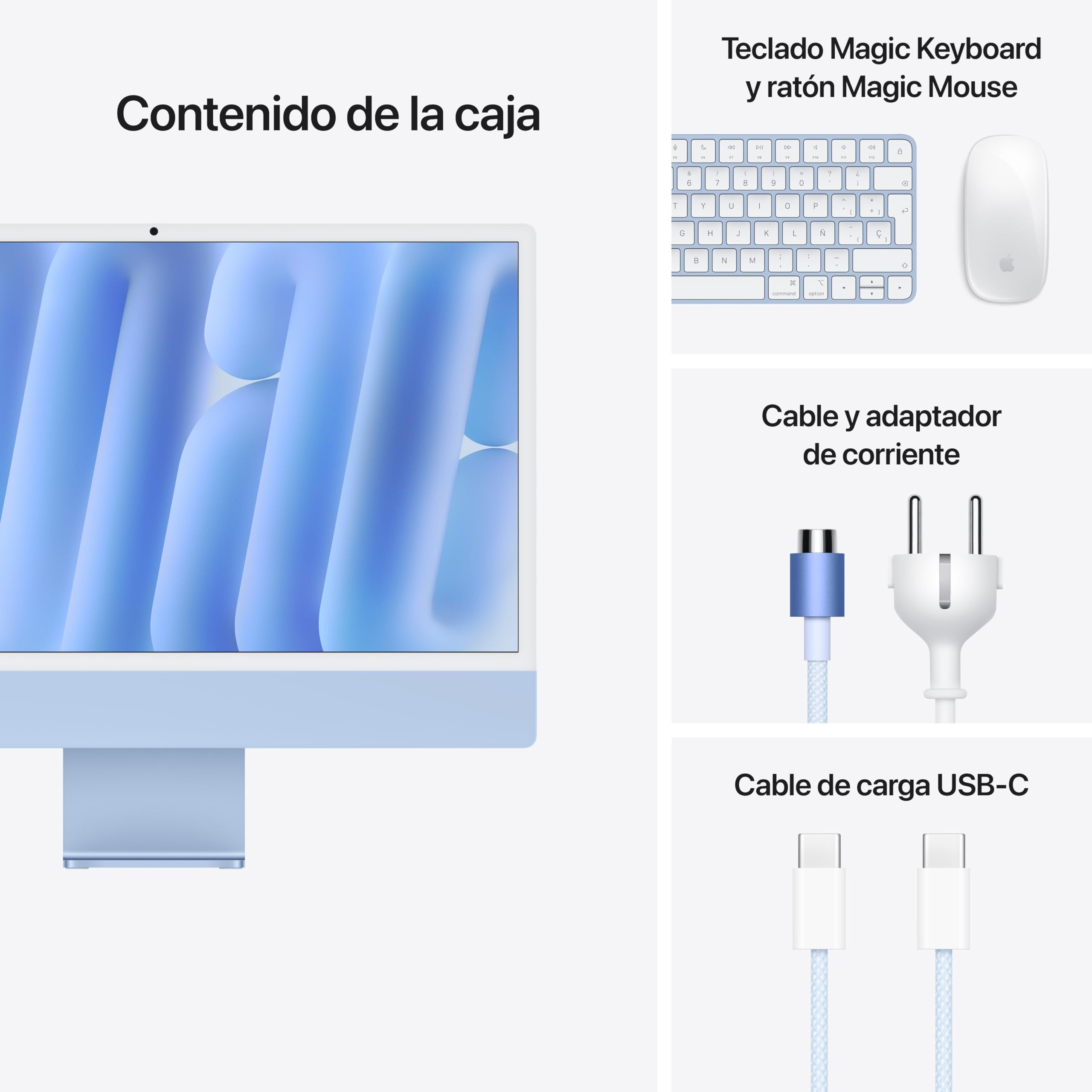 Apple iMac Ordenador de Mesa Todo en uno con Chip M4, CPU y GPU de 10 núcleos: diseñado para Apple Intelligence, Pantalla Retina de 24″, 24 GB de Memoria unificada, SSD de 512 GB - Azul