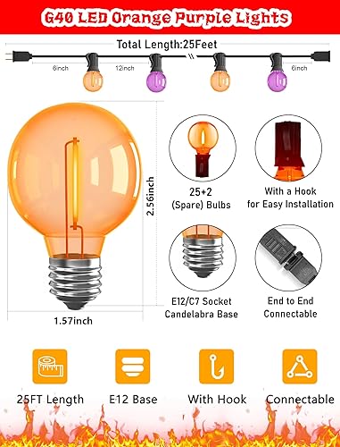 Miniatura 9 de Abeja Tira de luces G40 de 100 pies, tira de luces LED para patio con 52 bombillas LED regulables inastillables, impermeables, conectables, para