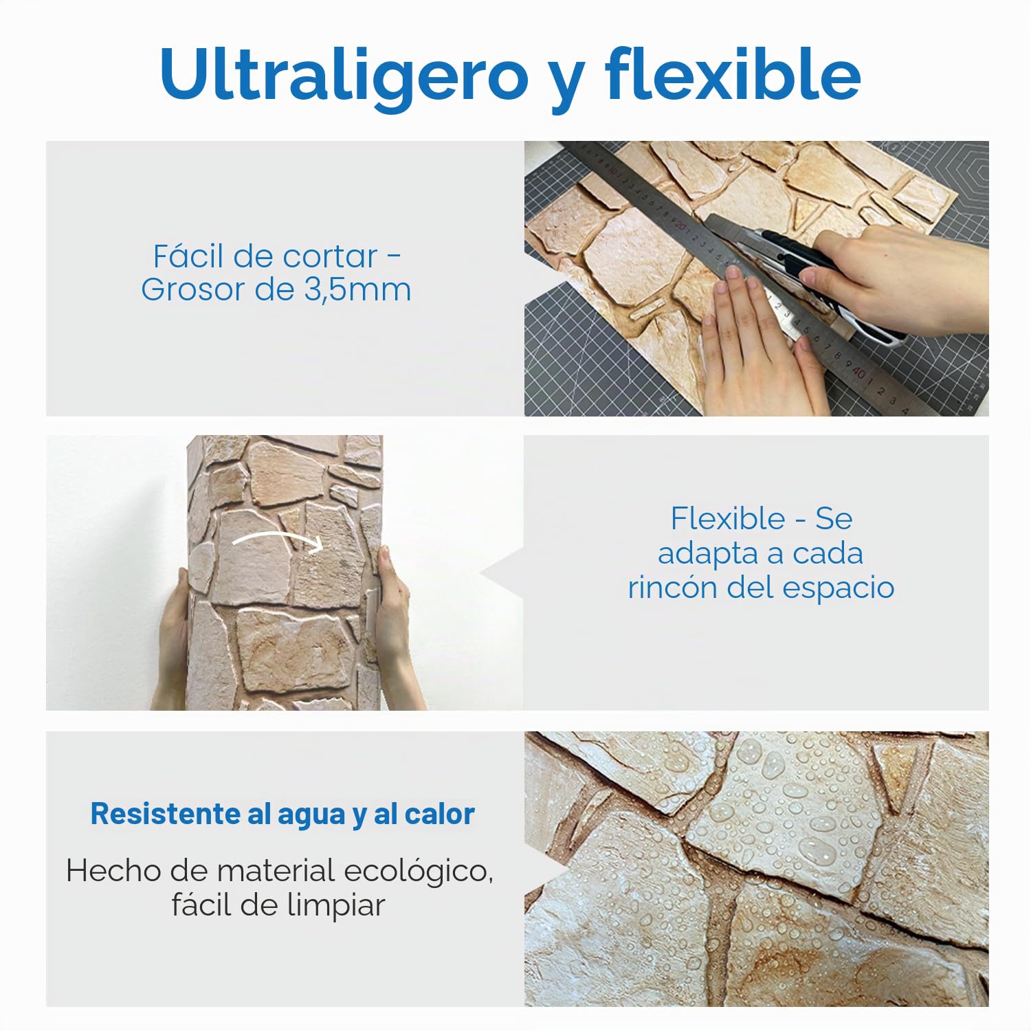 COMSTICKC Paneles de Pared 3D Autoadhesivo de Piedra, 10 Piezas 30 x 30 cm, 3D Papel Pintado, PVC Decorativo Panel de Pared de Ladrillo Adhesivos para Salón Oficina Cocina (Marrón Claro)