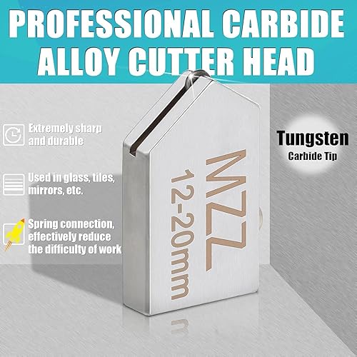 Miniatura 3 de NewShark Cortador de vidrio con empuñadura de pistola (0.079-0.787 pulgadas), agarre ergonómico, herramientas de corte de vidrio de carburo de
