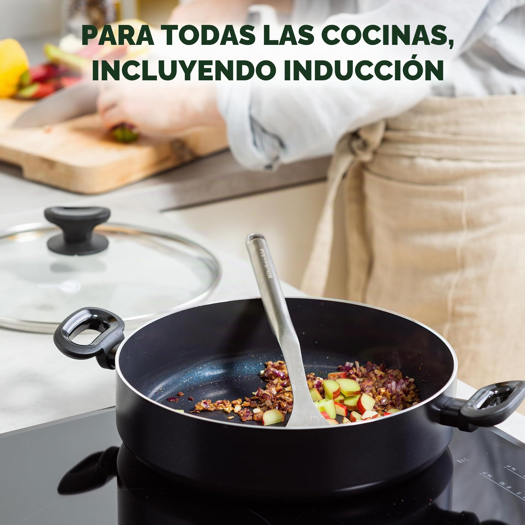 GreenPan Torino Sartén Alta de Cerámica Antiadherente Saludable 28cm/4,2 Litros con Tapa de vidrio, Sin PFAS, Apta para Inducción, Apta para Horno hasta 160°C, Apta para Lavavajillas, Negra