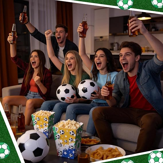 Soccer Party Favors & Decorations:Soccer popcorn boxes, popcorn bag bar Snack Boxes for party Decorations,game Party,Game Day & Tailgate 30-pack
