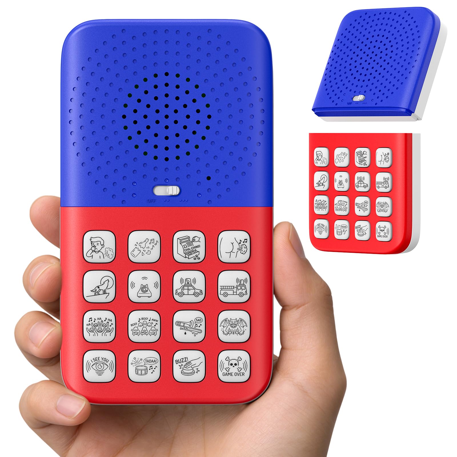 Sound Effects Machine, Rechargeable 2-in-1 Separable Magnetic, 16 Hilarious Sounds, Volume Adjustment, Interactive Prank Toy for Boys Ages 6 7 8 9 10 Year Old Gifts (Blue)
