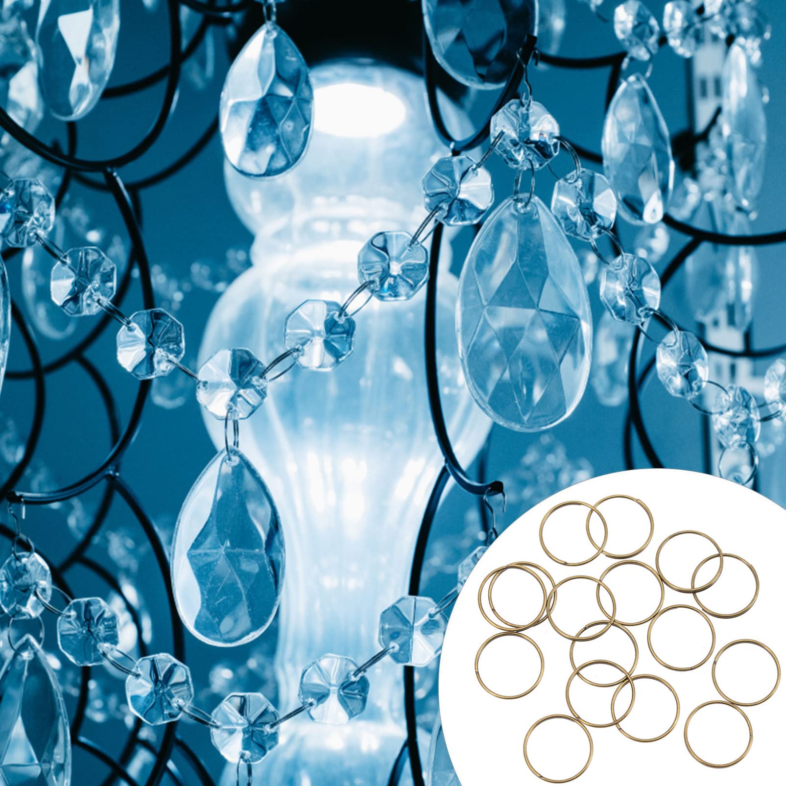 GOLDENHAITAI Lot De 550 Anneaux Fendus En Acier Inoxydable Pour Rideaux En Cristal, Guirlande, Bricolage, Lampe Et éclairage, Fabrication De Bijoux Et Idées D'artisanat (11 Mm Doré