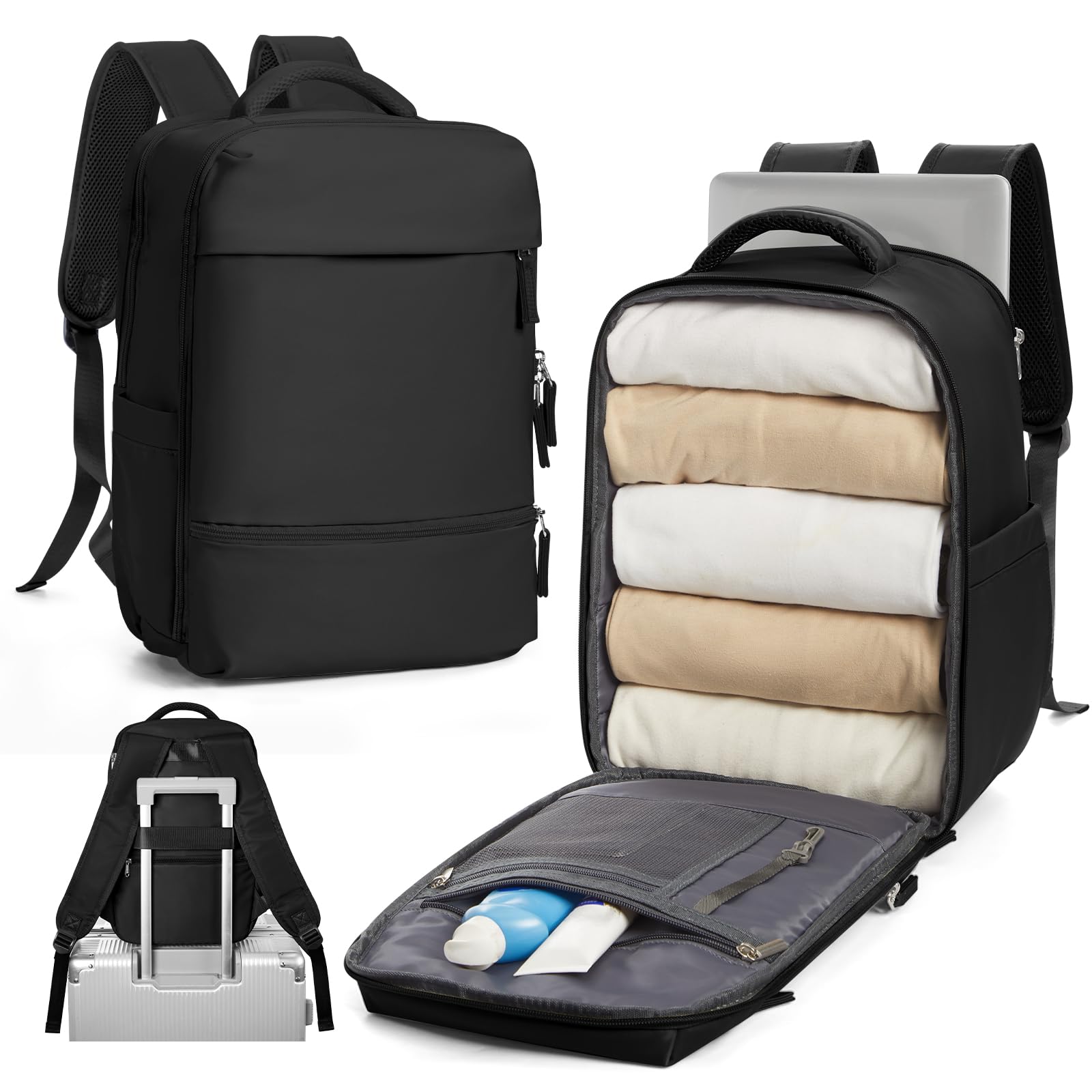 SZLX Zaino Ryanair 40x20x25 Donna Zaino da Viaggio Bagaglio a Mano 20L Uomo Borse da cabina 45x36x20 Easyjet Travel Backpack Adatto a laptop da 14 Pollici con scomparto per scarpe per Lavoro e Scuola