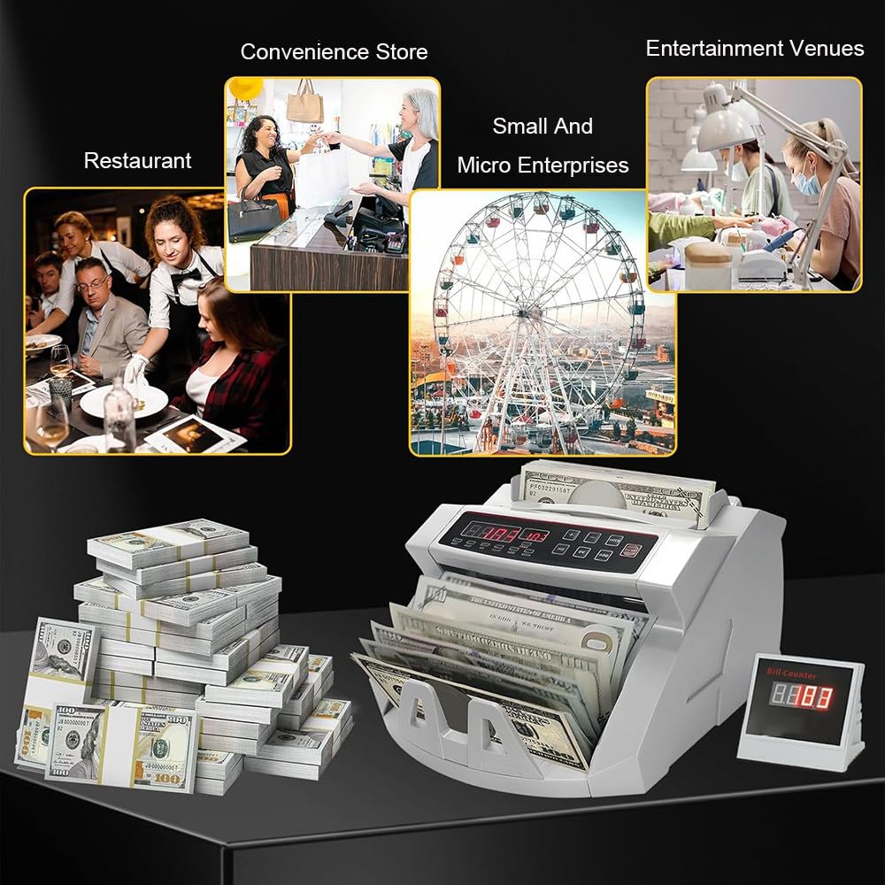 Contabanconote,900 Banconote/Minuto,Con Display Lcd,Funzione Di Rilevamento Banconote False Uv/Mg,Funzioni Di Preimpostazione/Cancellazione/Aggiunta,Per Ufficio/Banca(Gbp/Eur/Usd)