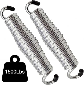 Porch Swing Springs Heavy Duty - 1500Lbs Silver Hammock Chair Spring,Hanger Ceiling Mount SpringPack of 2