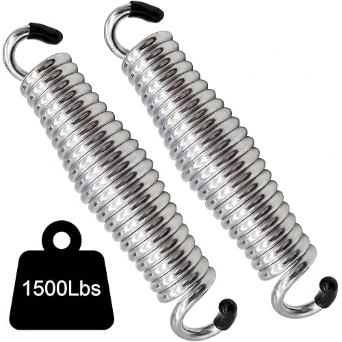 Porch Swing Springs Heavy Duty - 1500Lbs Silver Hammock Chair Spring,Hanger Ceiling Mount Spring(Pack of 2)