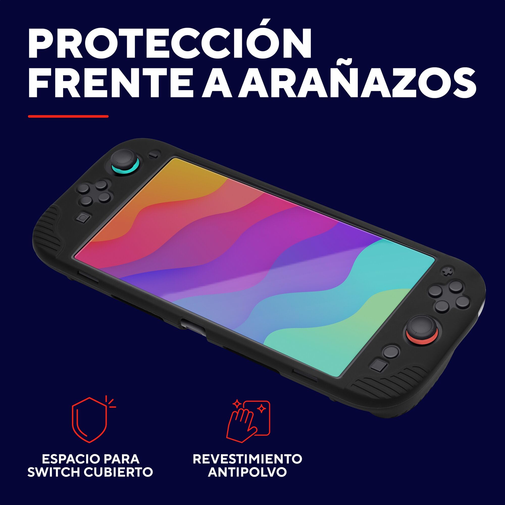 GXTrust 1253 Carcasa Nintendo Switch 2, Funda Protectora de Silicona con Diseño Texturizado, Resistente a los Arañazos, Absorción de Impactos, Cubierta Protectora Switch 2, Negro