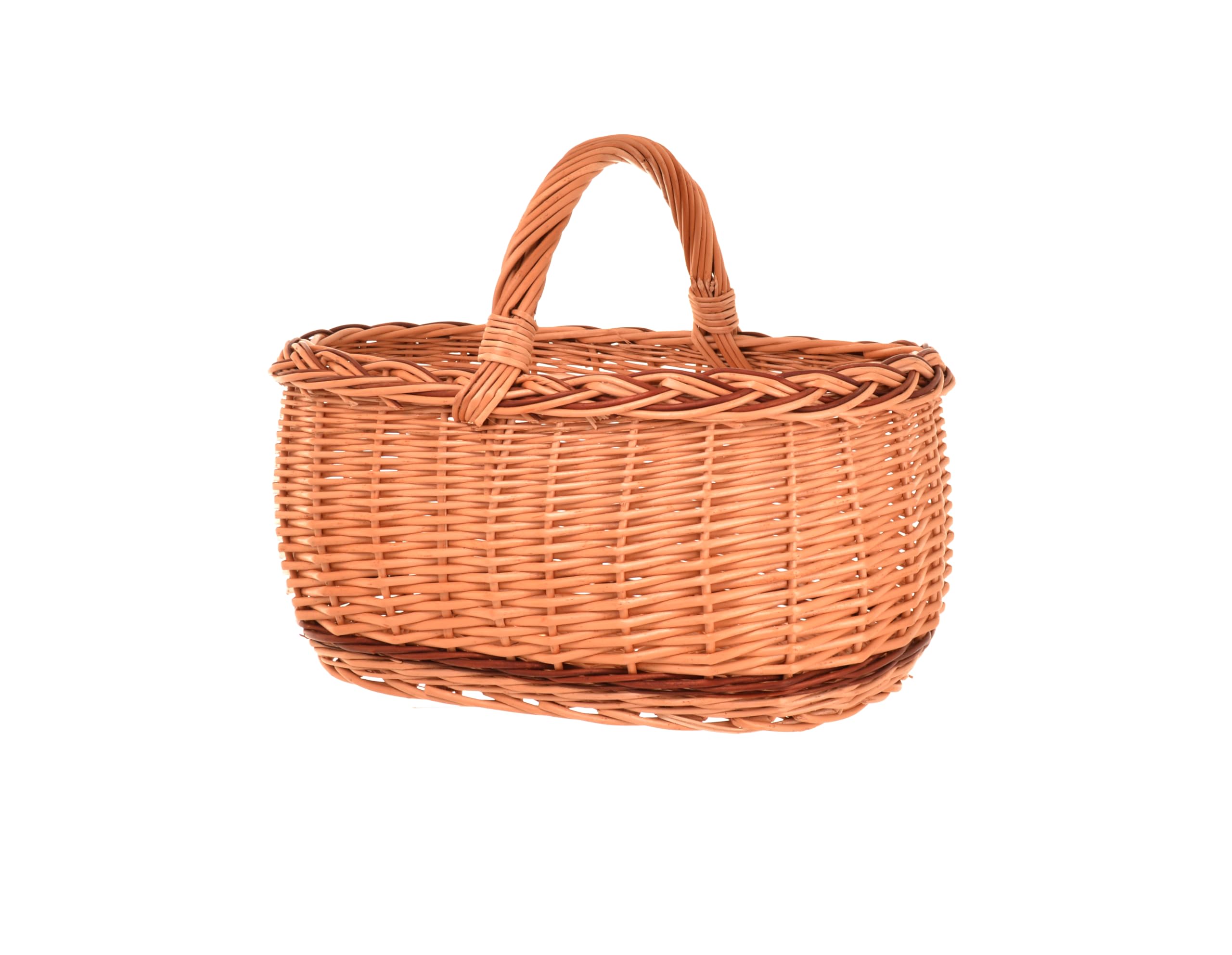 Grand panier en osier avec anse 47 x 35 x 33 cm, tressé pour provisions, pique-nique, champignons, modèle naturel, corbeille rustique