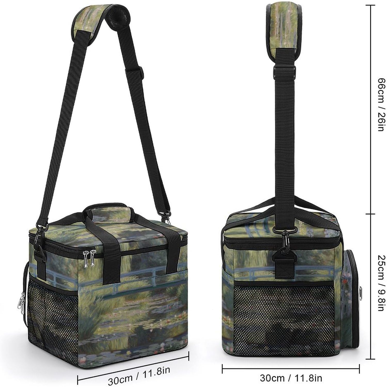 Camping Ice Pack, Water Lily Pond Print Cooler Bag, 22.5L Large Capacity Insulated Lunch Tote Bag for Outdoor, Picnic, BBQ, Travel, Work