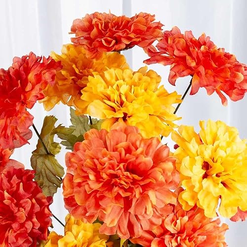 Miniatura 3 de Factory Direct Craft Juego de 2 arbustos artificiales de caléndula de seda de poliéster para el Día de Muertos, Día de Muertos, flores de caléndula