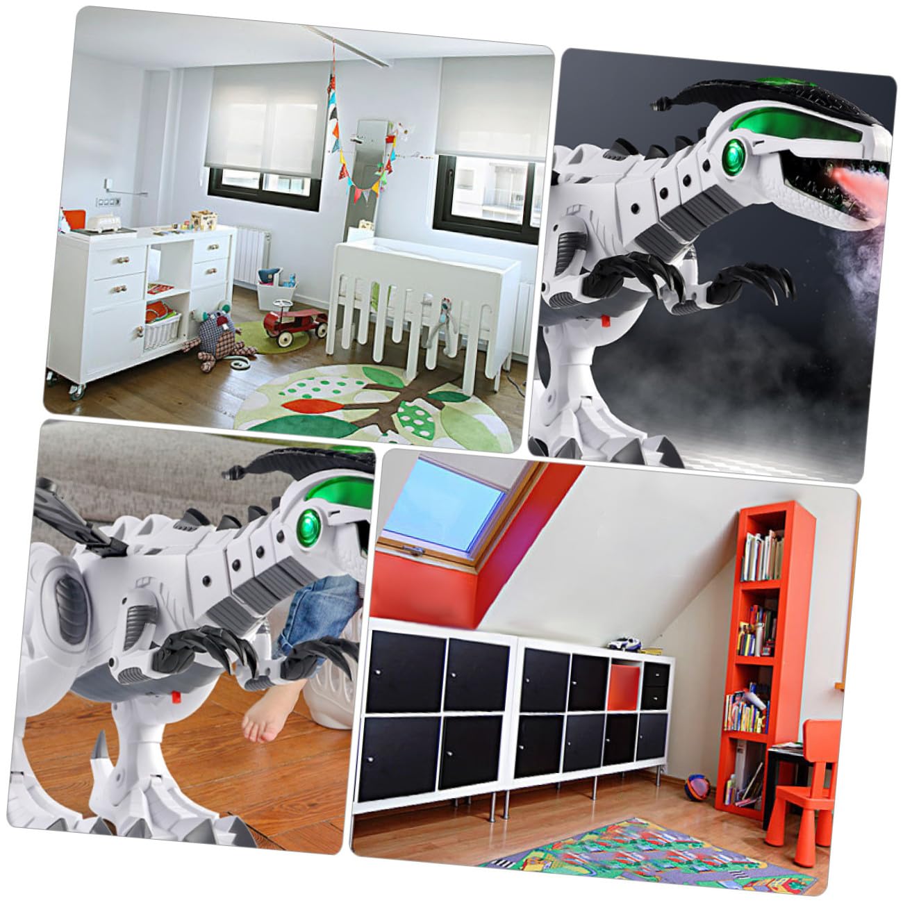 SUPVOX Dinosaurio Mecánico de Escritorio Función de Pulverización y Luz Led, Decorativo y Resistente al Óxido, Adecuado para Habitaciones Infantiles