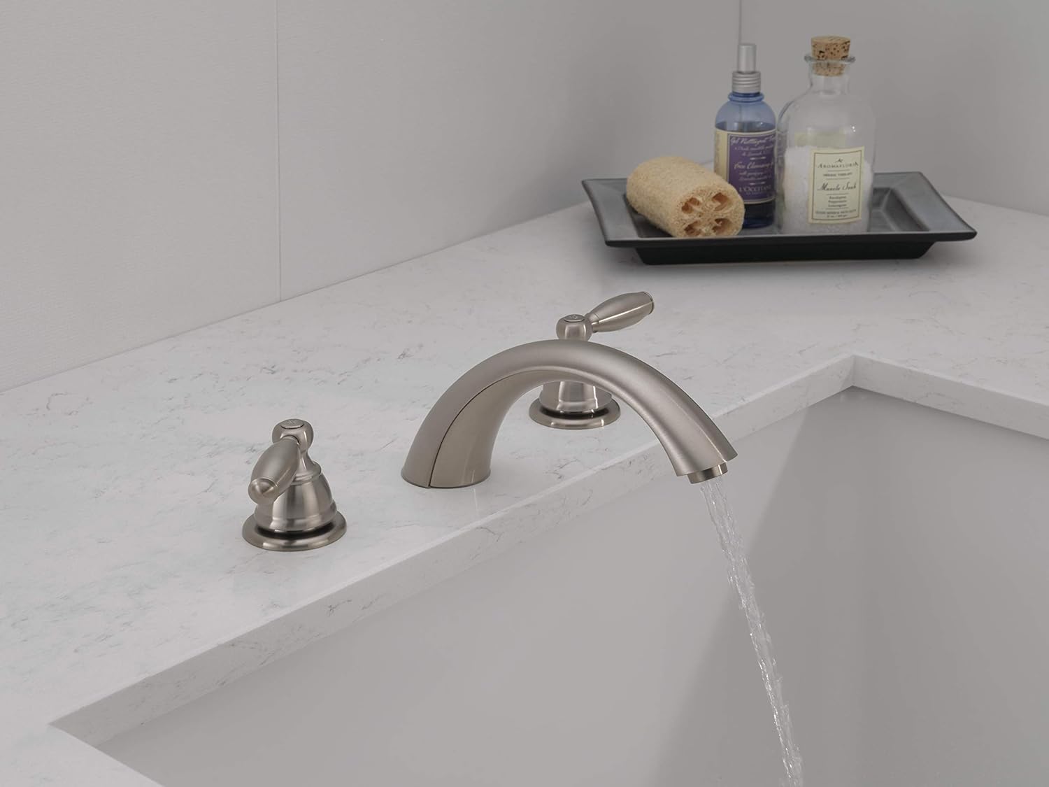 Peerless Claymore 2-Handle Widespread Roman Tub Faucet Trim Kit, Brushed Nickel PTT298696-BN (Valve Not Included)