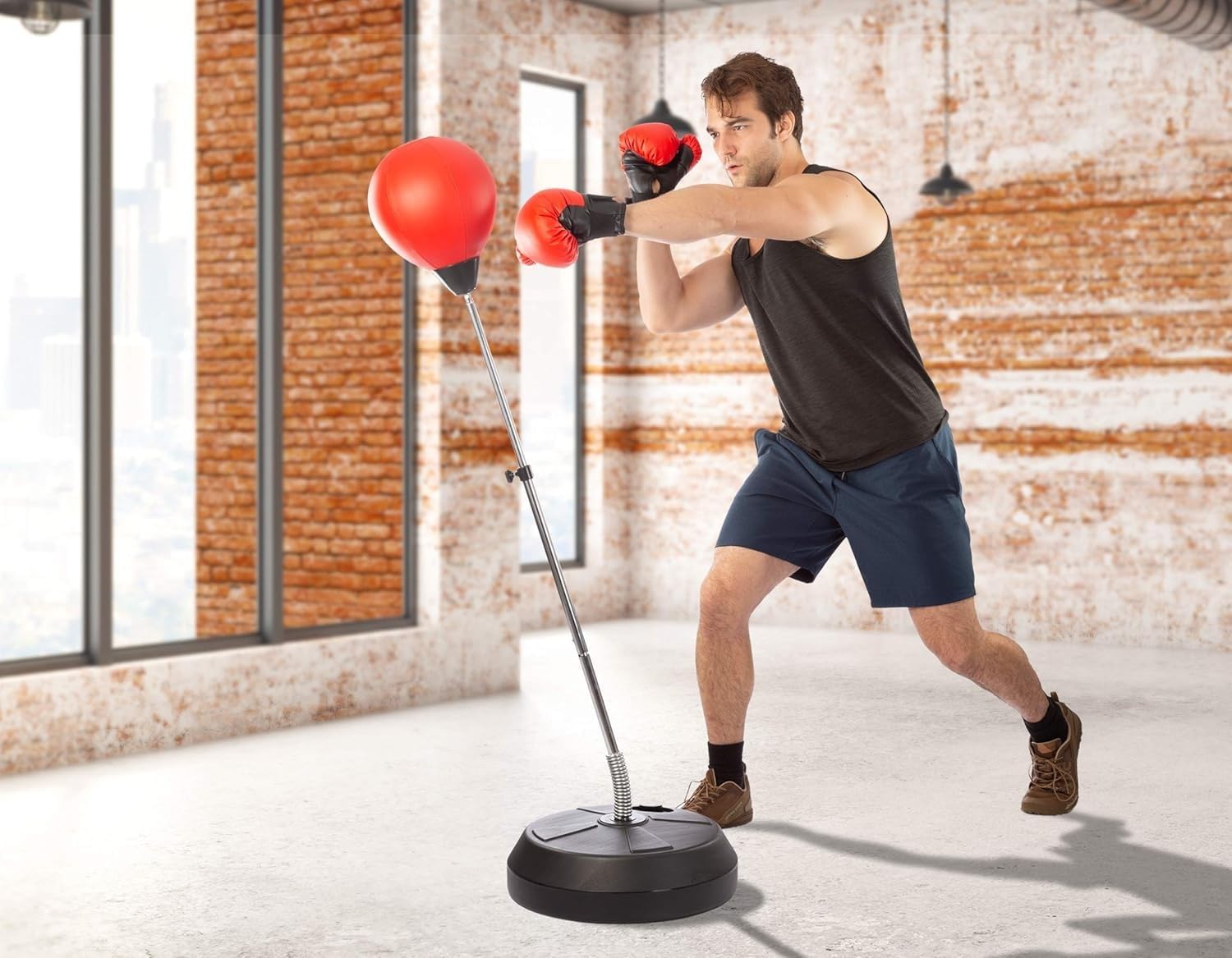 Height Adjustable Freestanding Punching Bag with Stand, Speed Bag for Boxing Training, Stress Relief and Home Fitness for Teens and Adults