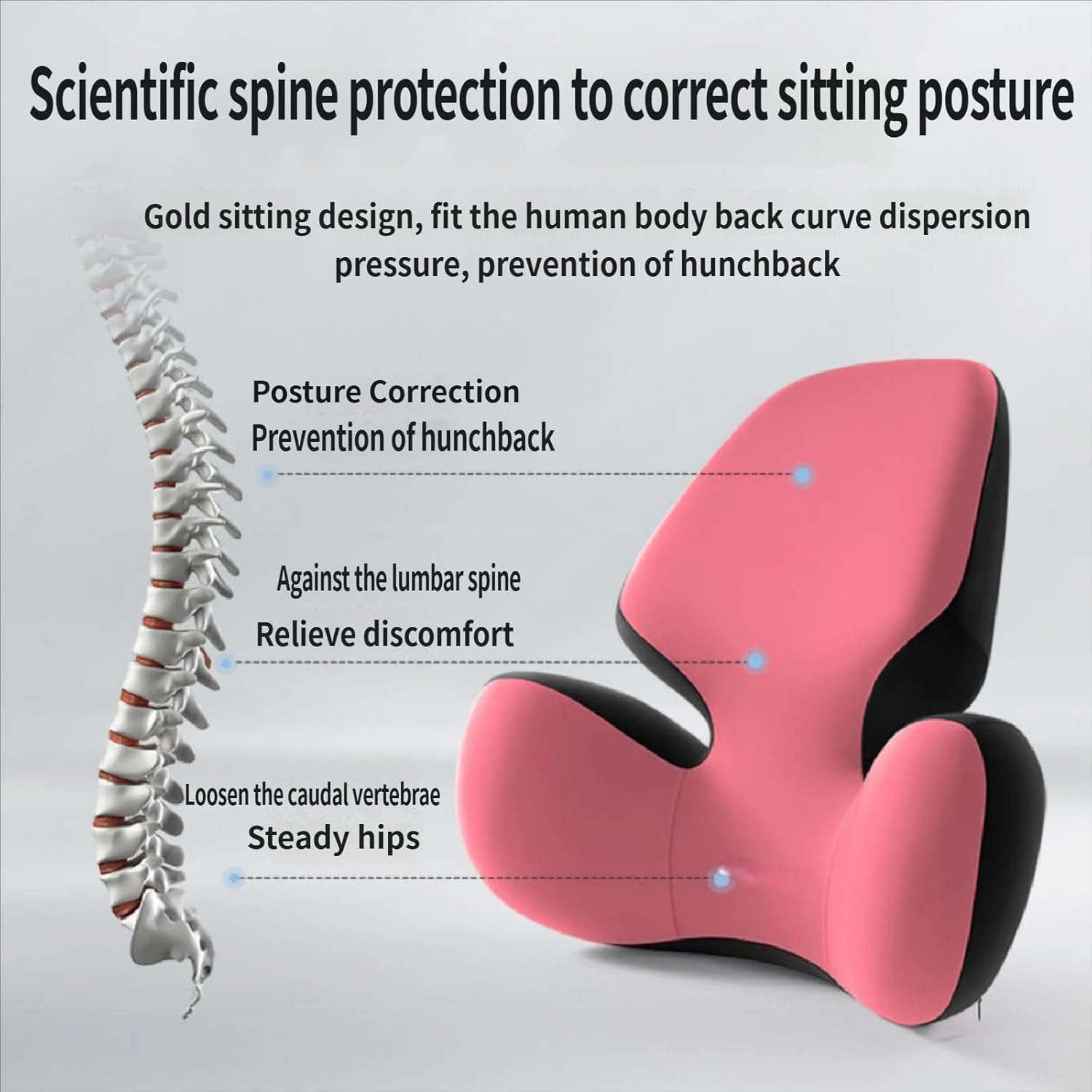 Memory Foam Lumbar Support Pillow for Office Chairs and Cars - Washable Cover, Pain Relief Cushion(Brown)