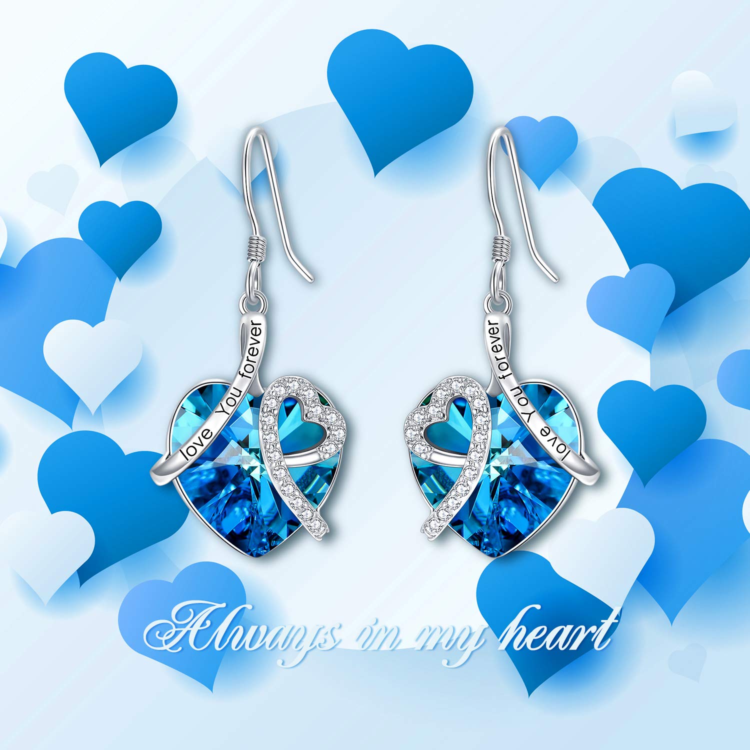 Sterling Silber ''Ich liebe dich'' Herz Ohrringe Damen, Hochzeitstag Geburtstag Geschenke für Frauen Sie Frau Mutter Freundin