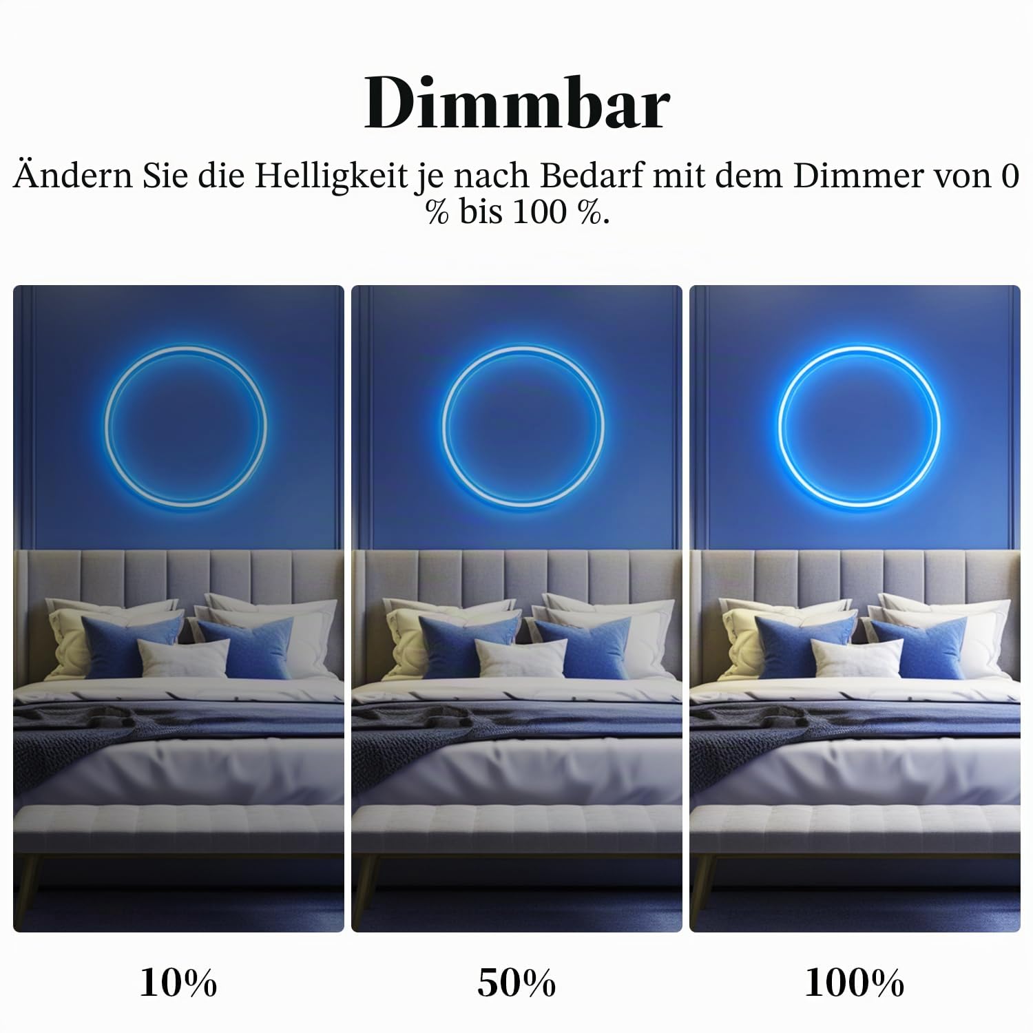 iNextStation COB LED Streifen 10m Blau DC24V mit Netzteil und Fernbedienung | 8mm LED Strip Light CRI93+ Dimmbar Lichtleiste Selbstklebend für Schlafzimmer TV Wohnzimmer Küche Spiegel