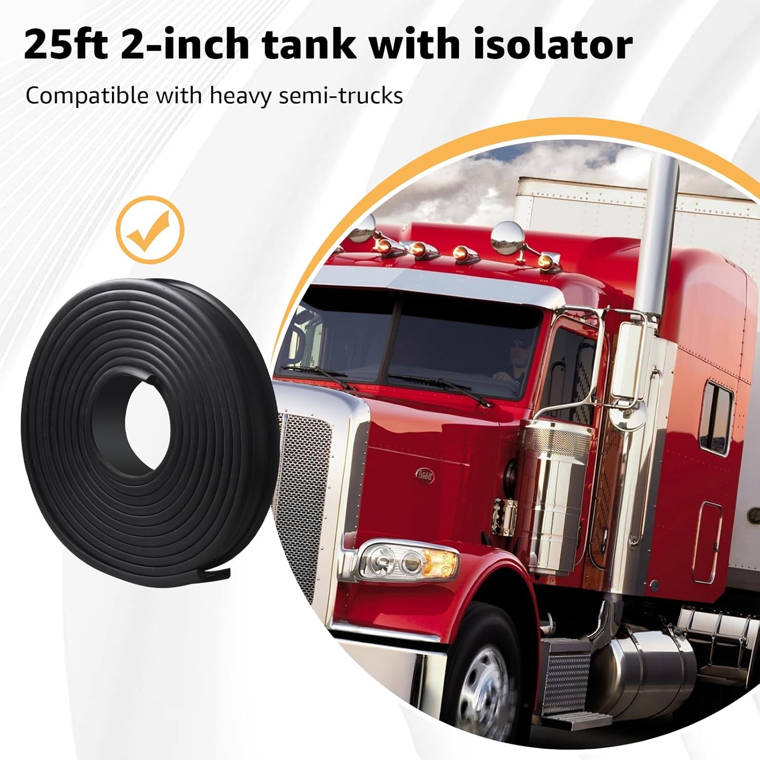 2 inches Seal,for Fuel Tank Strap Isolator, Suitable for most semi-trailer trucks,Length 25 feet