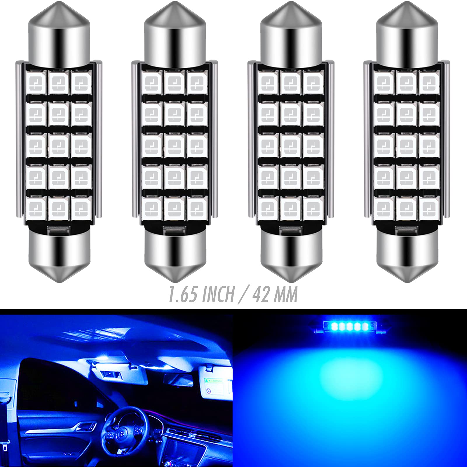 Amazon | T10×42mm/41 mm ブルー LEDルームランプ 12V 15連2835SMD