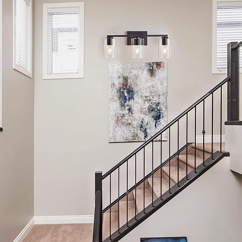 Miniatura 10 de 3 luces negras claras, modernas lámparas de tocador de baño sobre espejo, iluminación industrial de baño para dormitorio, cocina