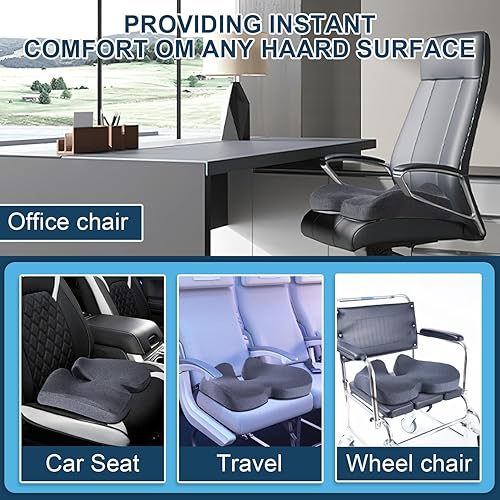 Miniatura 5 de Cojín de asiento para aliviar la presión para estar sentado durante mucho tiempo, para el hogar y la oficina, cojín de espuma viscoelástica extra