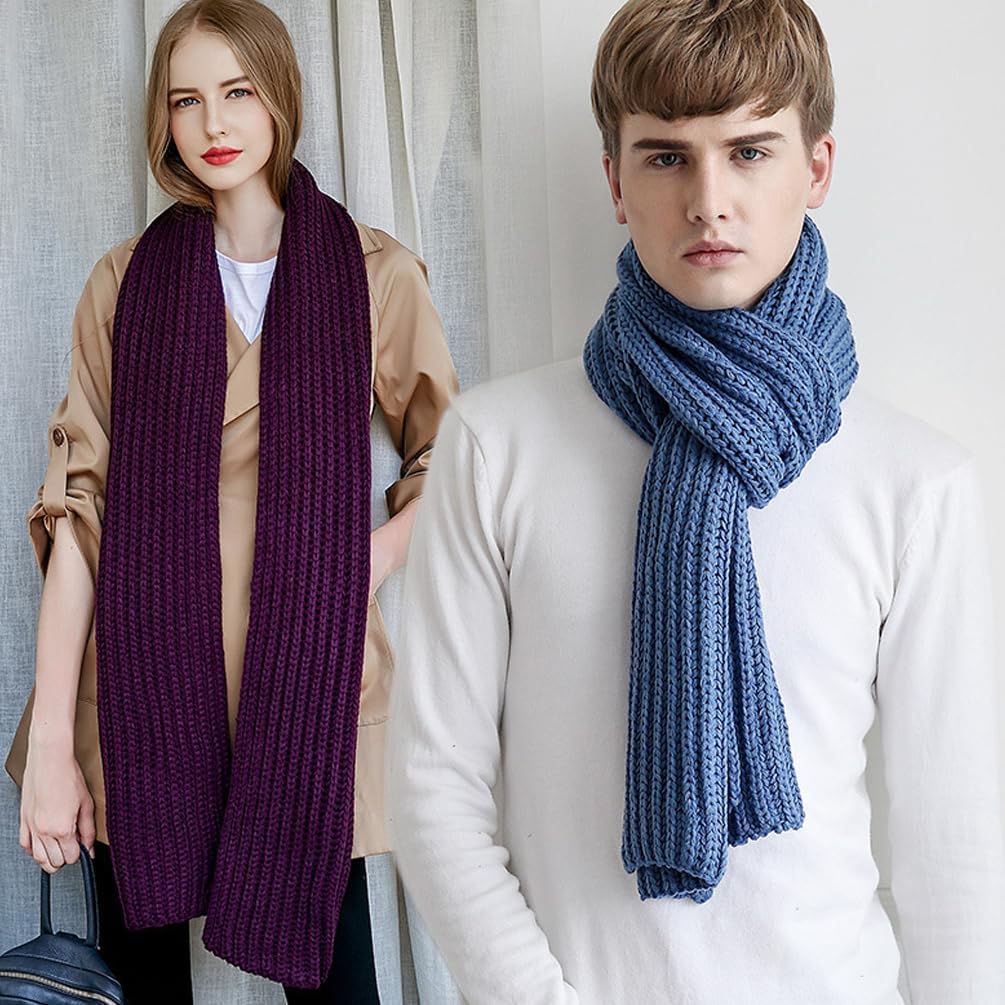 Unisex Winter Warm Thick Knit Scarf Lightweight Ultra Soft Long Scarf Shawl Wrap