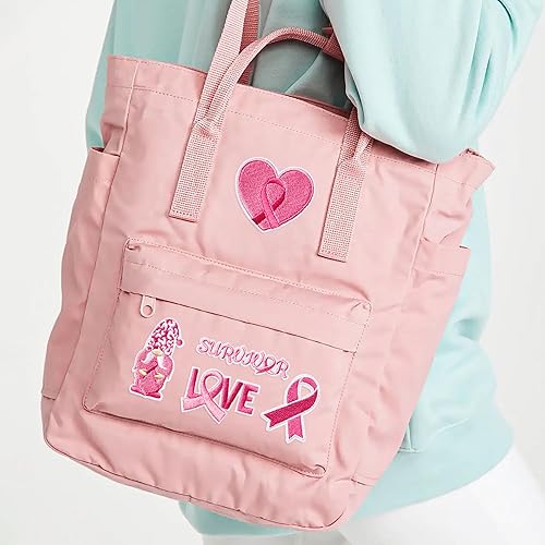 Miniatura 5 de 8 parches bordados para planchar con cinta rosa para concientización del cáncer de mama, corazón, mariposa, girasol, arco iris, para coser,