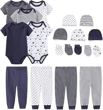 Chamie Newborn Short Sleeve Baby Bodysuit Baby Clothes set 19-Pack for Boys and Girls