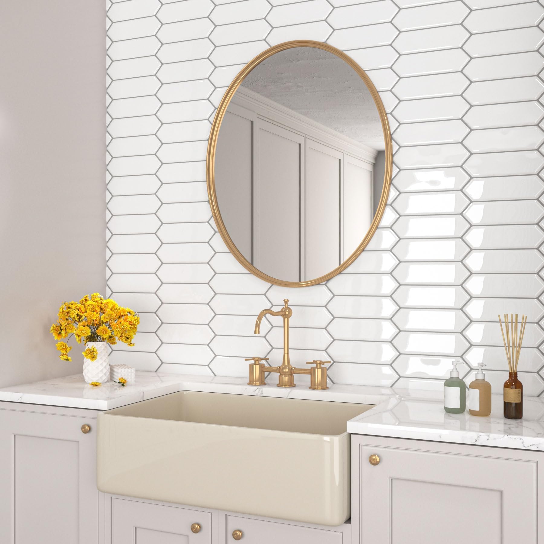 Decotalk Azulejos Adhesivos Baño Efecto Mrmol Blanco Hexgono Azulejos Adhesivos Baño 30.5x30.5cm 15Piezas Impermeable Vinilo Pared Cocina Vinilos Cocina Azulejo Suelo Vinilo Autoadhesivo Lavadero