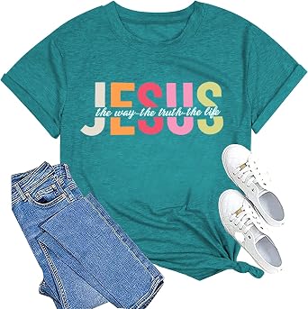 Jesus Shirt for Women Christian Religious Sayings T Shirts Bible Verse Inspirational Tee Tops