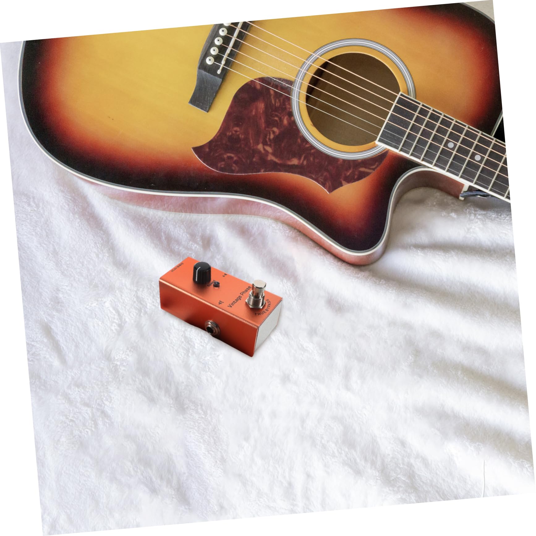 Pedale Phaser Mini per Chitarra Elettrica Arancia in Metallo | Stile Vintage, Luci Indicatore Chiare, Sistema di Riduzione Rumore, per Registrazione e Suonare