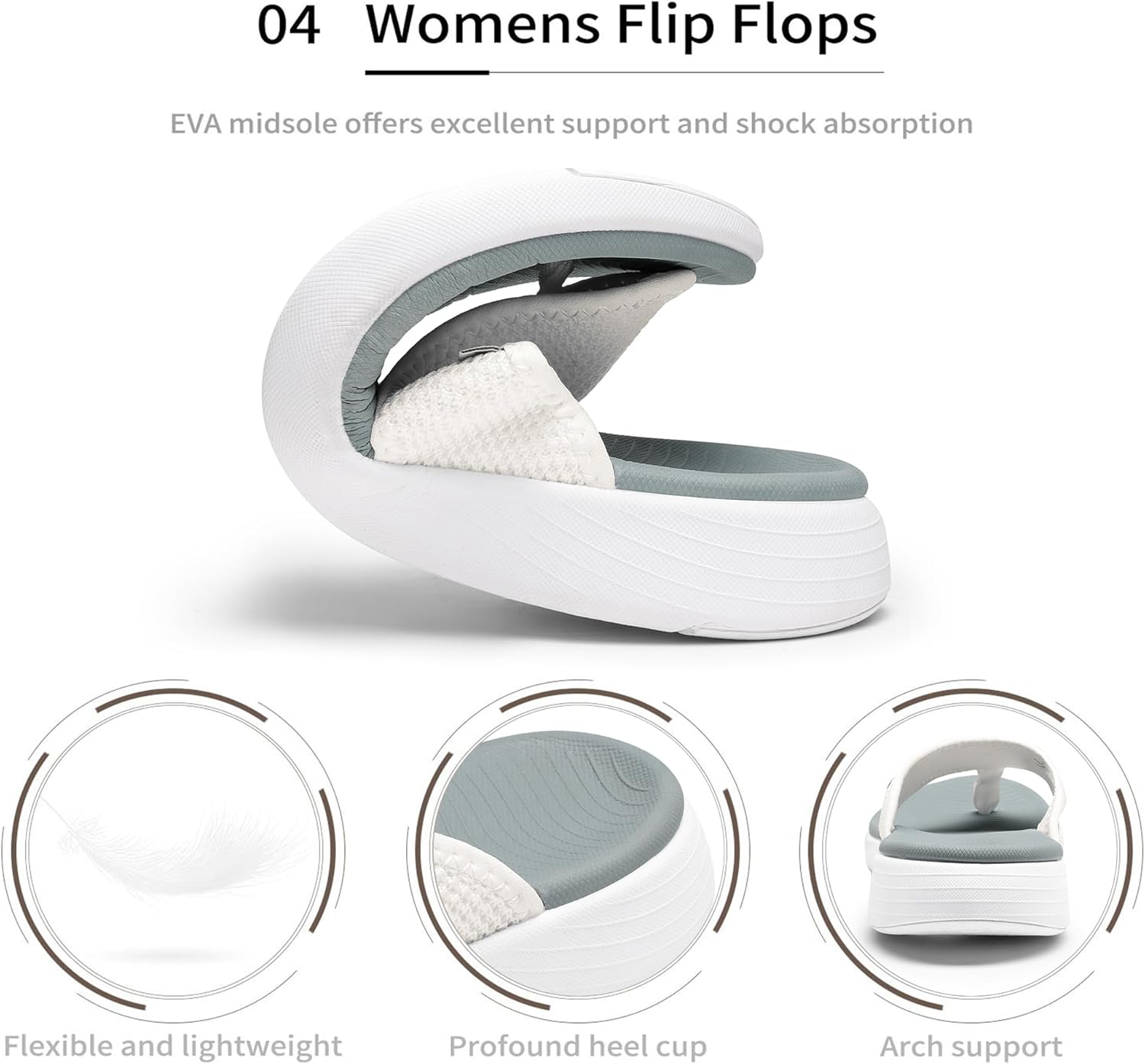 DREAM PAIRS Women's Arch Support Soft Cushion Flip Flops Thong Sandals - Image 6